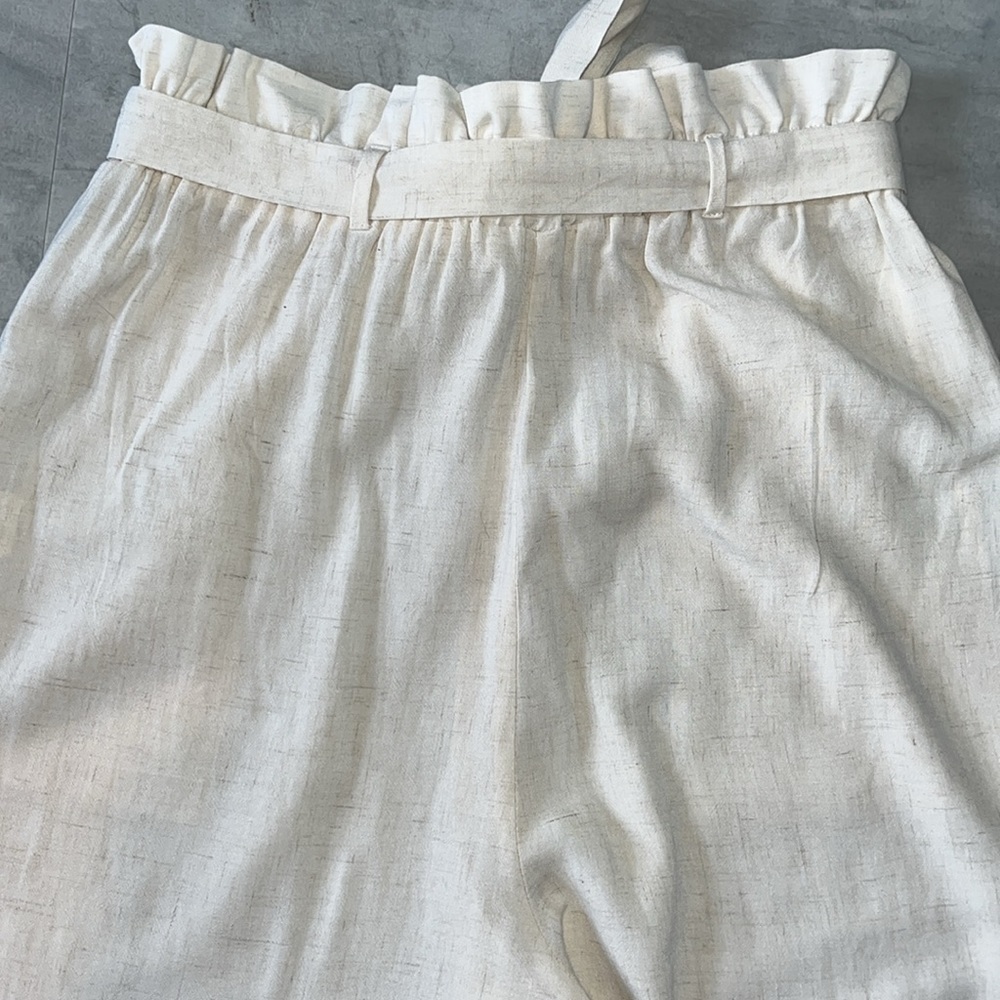 Monteau  Pants Linen paper bag  high waisted  wide leg  match belt  Size M NWOT - Picture 8 of 10